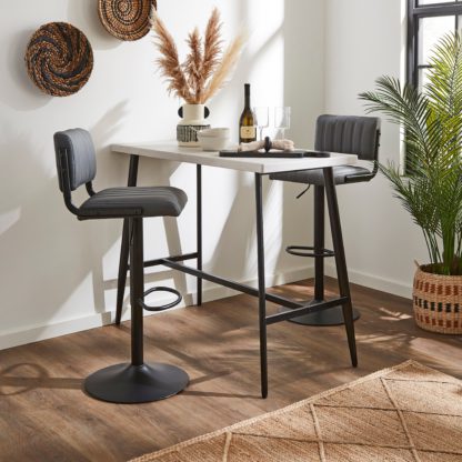 An Image of Rhys Height Adjustable Leather Bar Stool Tan