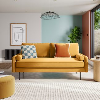 An Image of Cassie 3 Seater Velvet Sofa Gold