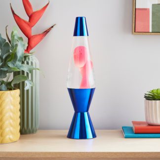 An Image of Blue Lava Lamp with Pink Lava Blue