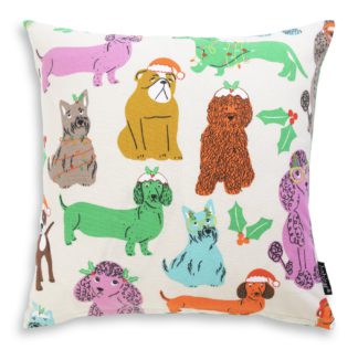 An Image of Habitat Dog Print Cushion - Multicoloured - 43x43cm