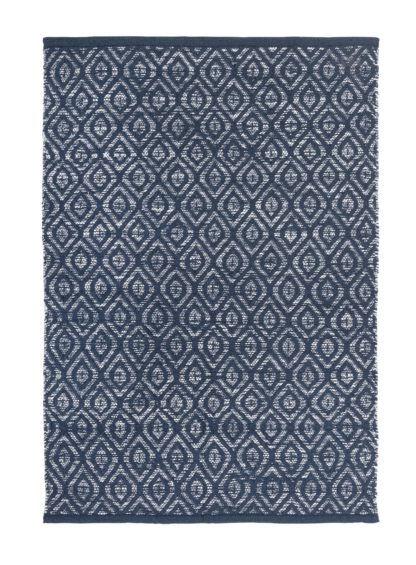 fb44778f21e51d260d3a46c6751c70ca93773d5531f07eb27b762ebdd6f966f5.jpg An Image of Argos Home Geo Diamond Cotton Flatweave Rug- Blue - 80x110cm