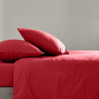 An Image of Simply Brushed Cotton 28cm Fitted Sheet Red