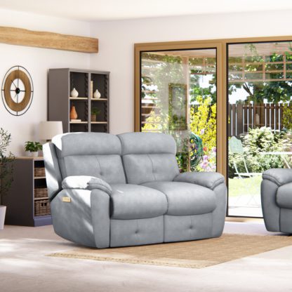 An Image of Abbotsbury 2 Seater Power Recliner Sofa Grey Chenille