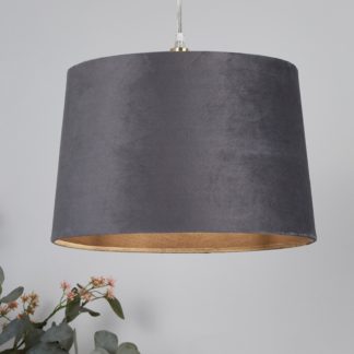 An Image of Velvet Drum Lamp Shade - 30cm - Charcoal