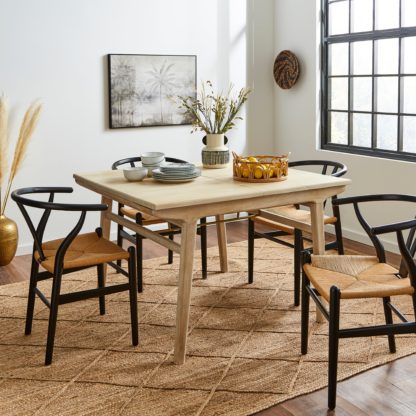 058931b498ee10bbbada58e6da01016b6aceb8426741ff13579511a3f86866ce.jpg An Image of Laila Square Mango Wood Extendable Dining Table Off-White