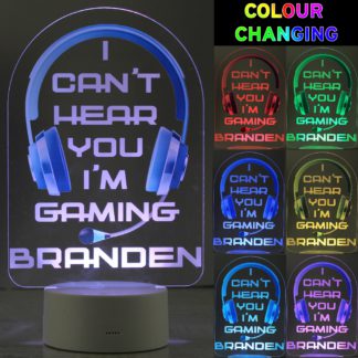 An Image of Personalised Blue Gaming Colour Changing Night LED Light White