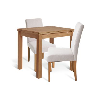 0c995f39496587ff75319bd7ddef8d8eb9602be618010f43d4dc4a0c9614dede.jpg An Image of Habitat Clifton Wood Dining Table & 2 Cream Chairs