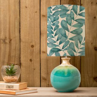 An Image of Neso Table Lamp with Rowan Shade Rowan Aqua Blue