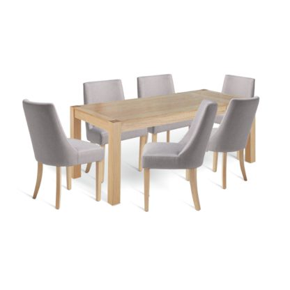 An Image of Habitat Alston Wood Dining Table & 6 Alec Grey Chairs