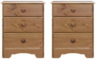 An Image of Argos Home 3 Drawer Bedside Table Set - Pine