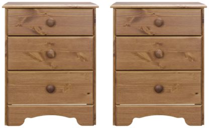 An Image of Argos Home 3 Drawer Bedside Table Set - Pine