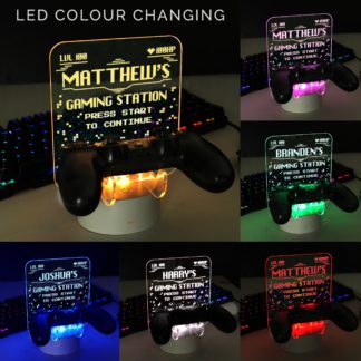 An Image of Personalised Gaming Controller Holder Colour Changing LED Light White