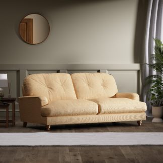 An Image of Martha Faux Linen 3 Seater Sofa Natural Ochre
