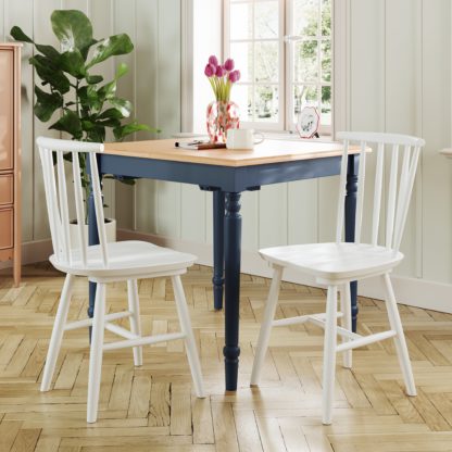 An Image of Harvey Set of 2 Dining Chairs, Beech Wood Navy