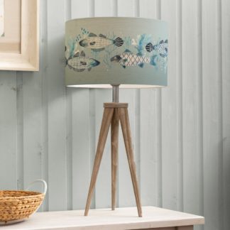 An Image of Aratus Tripod Table Lamp with Barbeau Shade Seafoam (Blue)
