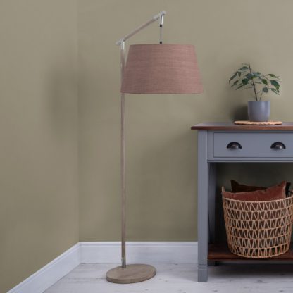 An Image of Quintus Floor Lamp with Textured Shade Textured Anna Frost Grey