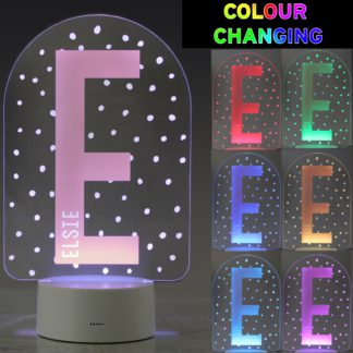 An Image of Personalised Initial Colour Changing Night LED Light White