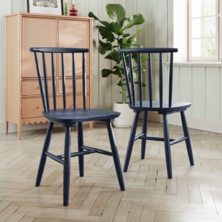 An Image of Harvey Set of 2 Dining Chairs, Beech Wood Navy
