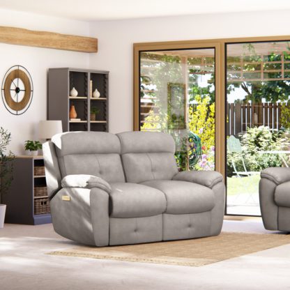 An Image of Abbotsbury 2 Seater Power Recliner Sofa Grey Chenille