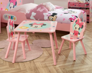An Image of Disney - Minnie Mouse - Table/2 Chairs - Pink - Wooden - Happy Beds