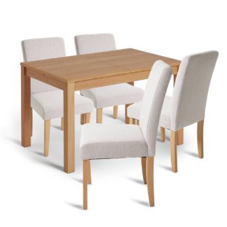 An Image of Habitat Clifton Wood Dining Table & 4 Cream Chairs