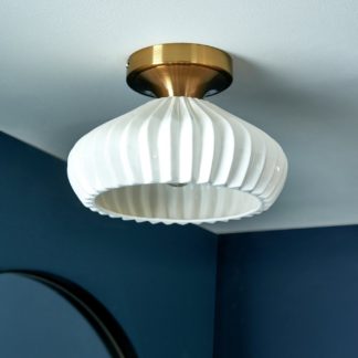 An Image of Shore Light Leah Porcelain Flush to Ceiling Light - Gold