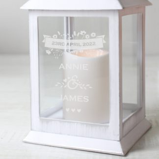 An Image of Personalised Couples Floral White Lantern White