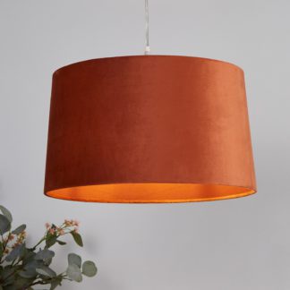 An Image of Velvet Drum Lamp Shade - 40cm - Burnt Orange