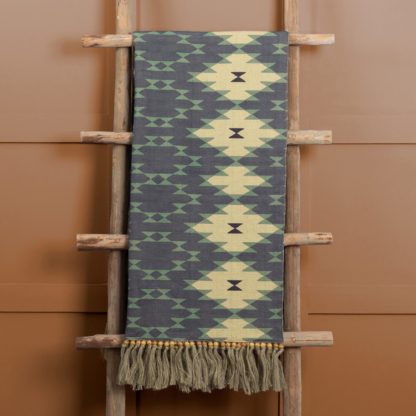 An Image of Kaya Cotton Throw 136cm x 200cm Sky (Blue)