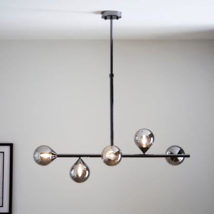 An Image of Vogue Willis 5 Light Diner Ceiling Fitting Black