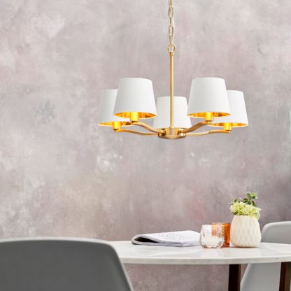 An Image of Vogue Elijah Traditional 5 Light Pendant Light Nickel