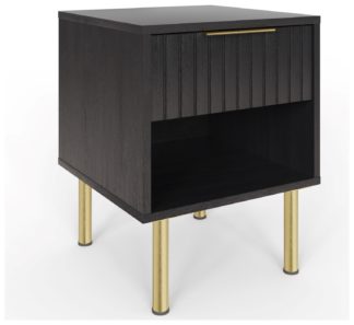 An Image of GFW Nervata 1 Drawer Side Table - Black