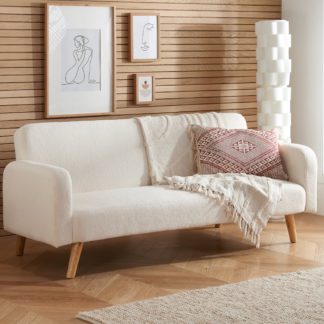 An Image of Micah - Single – Boucle Click-Clack Sofa Bed - White – Boucle Fabric