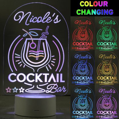 An Image of Personalised Cocktail Colour Changing Night LED Light White