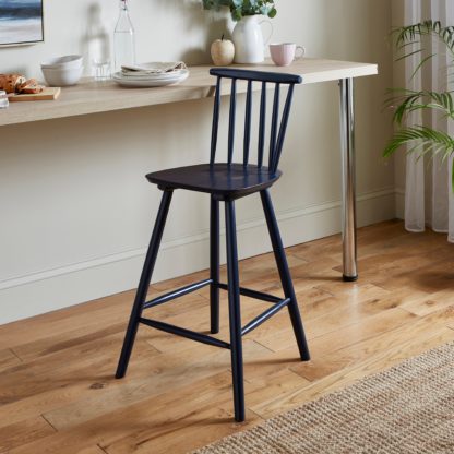 3b7efc9ef61c9a28335f163382380c0b9b3f7370dd2862f30cc4b11467125265.jpg An Image of Harvey Bar Stool, Beech Wood Navy
