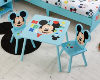 An Image of Disney - Mickey Mouse - Table/2 Chairs - Blue - Wooden - Happy Beds
