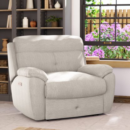 An Image of Abbotsbury Power Recliner Snuggle Sofa Honeycomb Chenille Linen