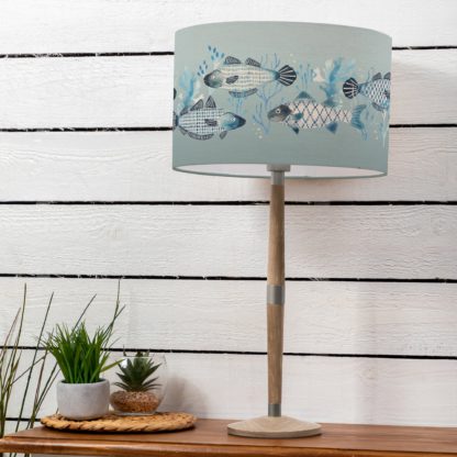 An Image of Solensis Large Table Lamp with Barbeau Shade Seafoam (Blue)