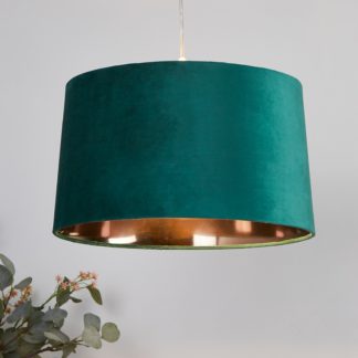 An Image of Velvet Drum Lamp Shade - 40cm - Emerald