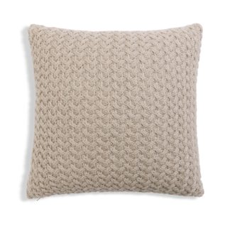 An Image of Habitat Plain Knitted Cushion - Natural - 50x50cm