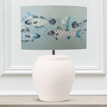 An Image of Edessa Table Lamp with Barbeau Shade Seafoam (Blue)