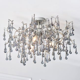 An Image of Vogue Wisteria 3 Light Semi Flush Ceiling Fitting Silver