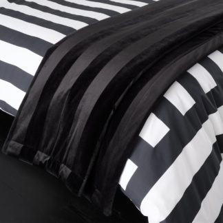 An Image of Style Sisters Velvet Stripe Throw Black