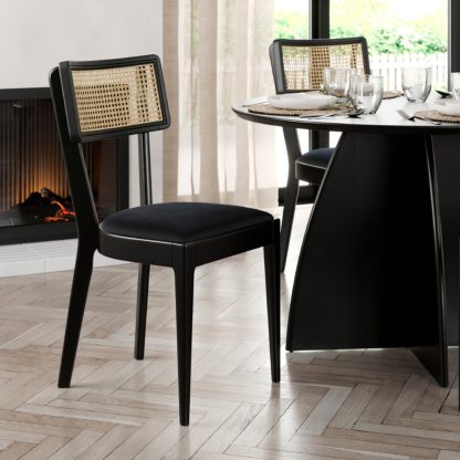 An Image of Amaya Velvet Dining Chair Velvet Olive