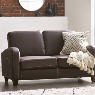 An Image of Vivo Faux Leather 2 Seater Sofa Brown