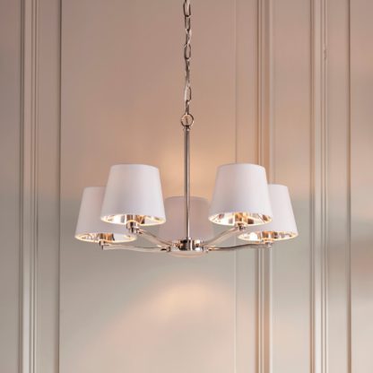 An Image of Vogue Elijah Traditional 5 Light Pendant Light Nickel