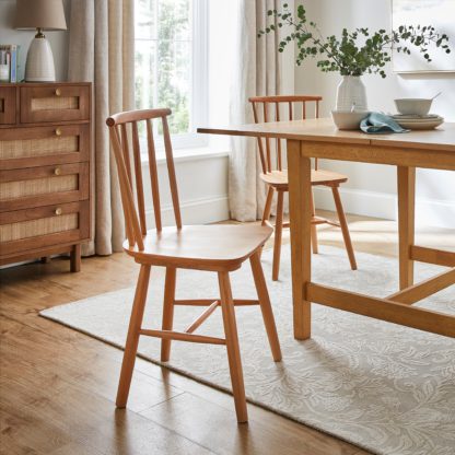 An Image of Harvey Set of 2 Dining Chairs, Beech Wood Navy