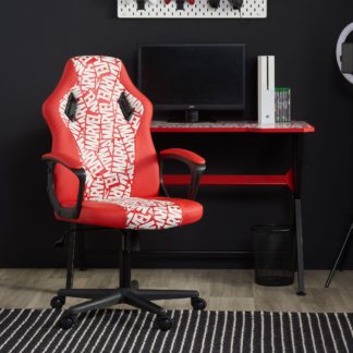An Image of Disney - Marvel - Computer Gaming Chair - Red/White - Faux Leather - Happy Beds