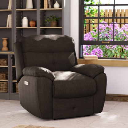 An Image of Abbotsbury Power Recliner Armchair Grey Chenille