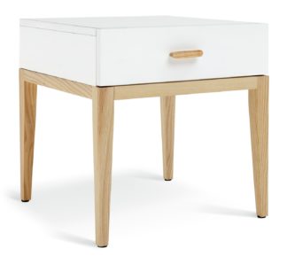 An Image of Habitat Tatsuma 1 Drawer Bedside Table - White